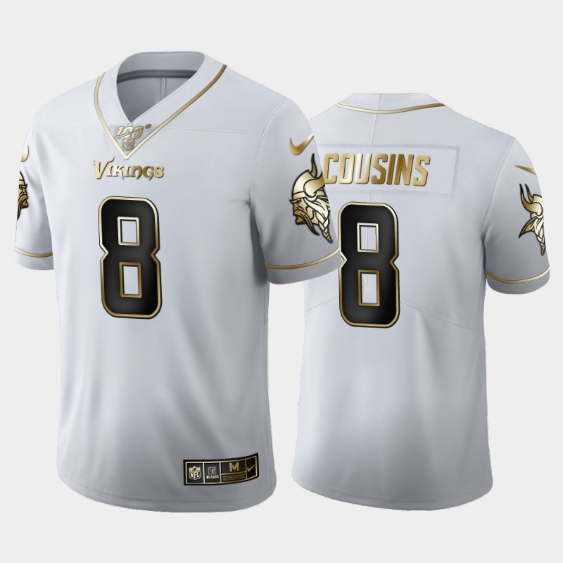 Minnesota Vikings #8 Kirk Cousins White 2019 100th Season Golden Edition Limited Stitched Jersey