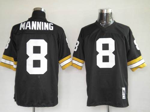 Mitchel Ness Saints #8 Archie Manning Black Stitched Throwback Jersey
