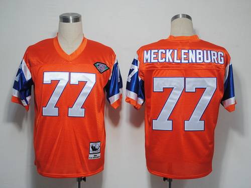 Mitchel And Ness Broncos #77 Karl Mecklenburg Orange With 75 Anniversary Patch Stitched Throwback Jersey