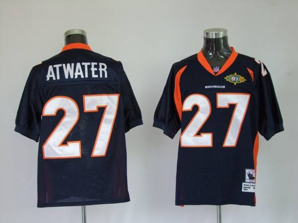 Mitchel Ness Broncos #27 Steve Atwater Blue With 2010 Super Bowl Patch Stitched Throwback Jersey