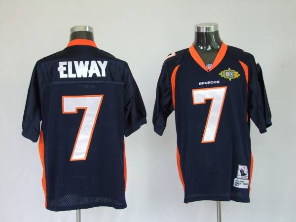 Mitchel Ness Broncos #7 John Elway Blue With 2010 Super Bowl Patch Stitched Throwback Jersey