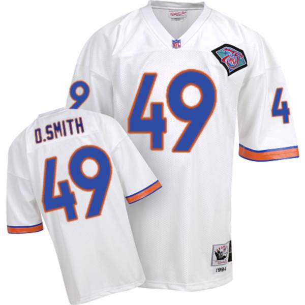 Mitchel Ness Broncos #49 Dennis Smith White Stitched Throwback Jersey