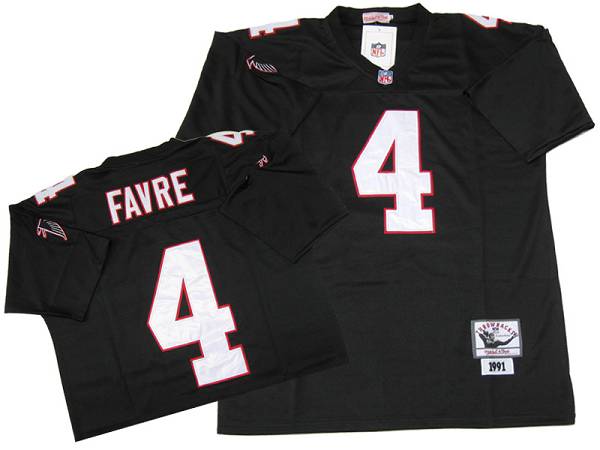 Mitchell Ness Falcons #4 Brett Favre Black Stitched Throwback Jersey