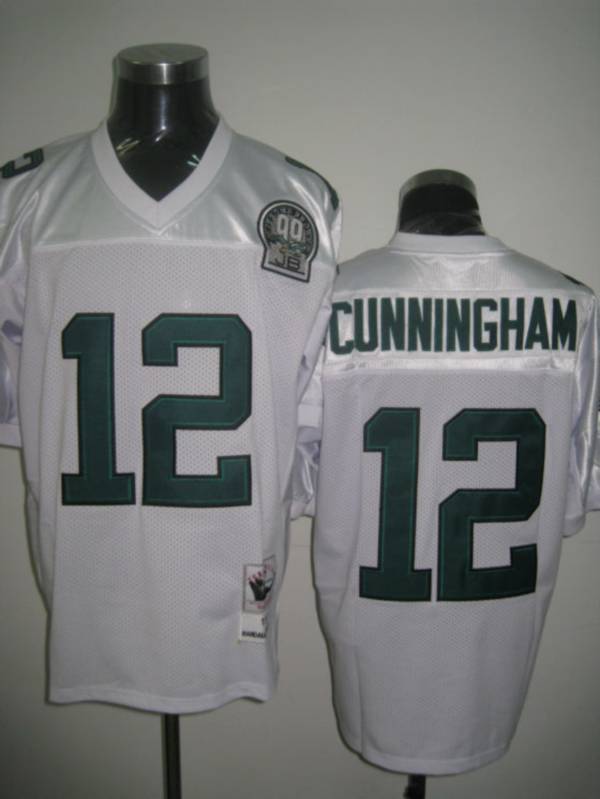 Mitchell Ness Eagles #12 Randall Cunningham White Stitched Throwback Jersey