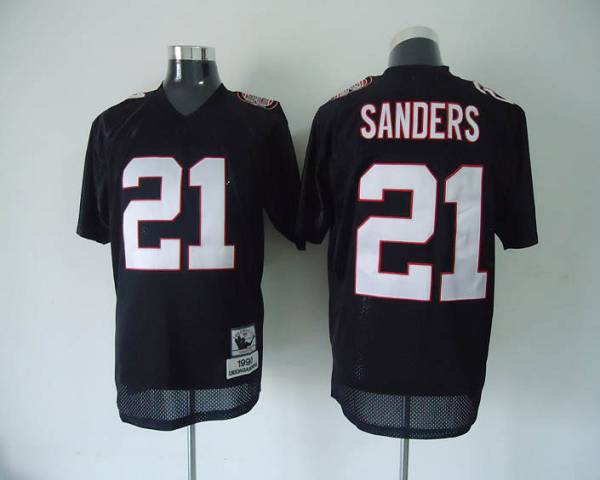 Mitchell And Ness Falcons #21 Deion Sanders Black Stitched Throwback Jersey