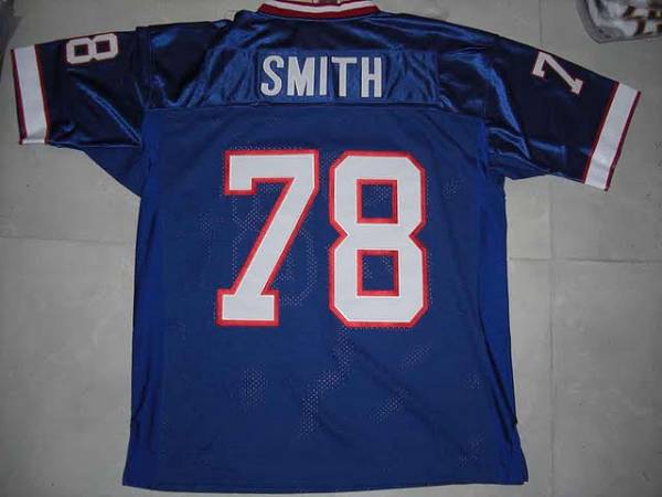 Mitchell Ness Bills #78 Bruce Smith Blue 35th Anniversary Patch Stitched Throwback Jersey