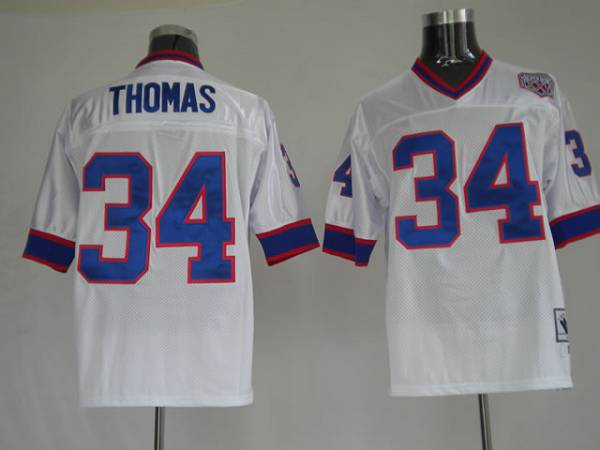 Mitchell Ness Bills #34 Thurman Thomas White Stitched Throwback Jersey