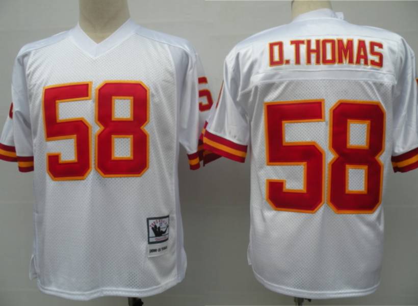 Mitchell And Ness Chiefs #58 Derrick Thomas White Throwback Stitched Jersey