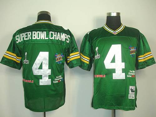 Mitchell And Ness Packers #4 SuperBowl Champs Green Stitched Jersey