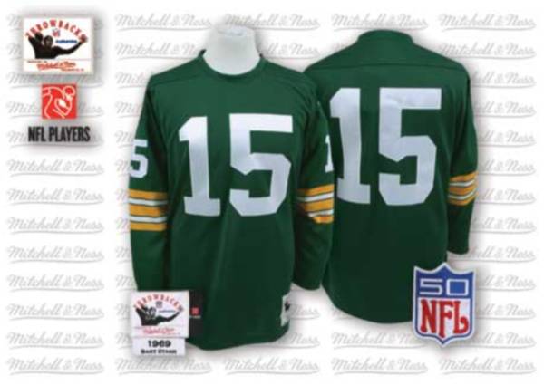 Mitchell Ness Packers #15 Bart Starr Green Stitched Throwback Jersey
