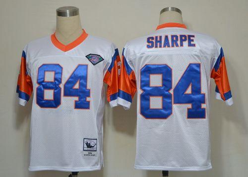 Mitchell And Ness(75TH) Broncos #84 Shannon Sharpe White Stitched Throwback Jersey