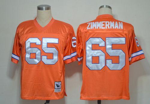 Mitchell And Ness Broncos #65 Gary Zimmerman Orange Stitched Throwback Jersey