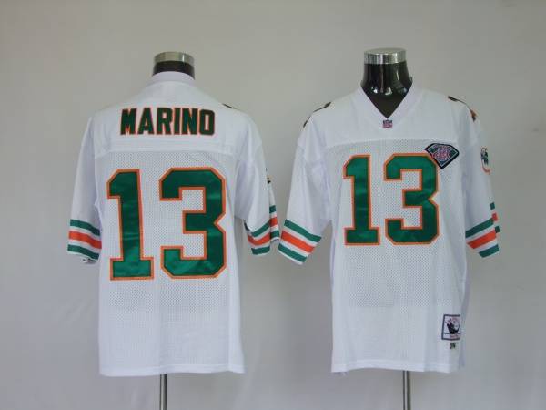 Mitchell And Ness Dolphins Dan Marino #13 White Stitched 75TH Anniversary Jersey