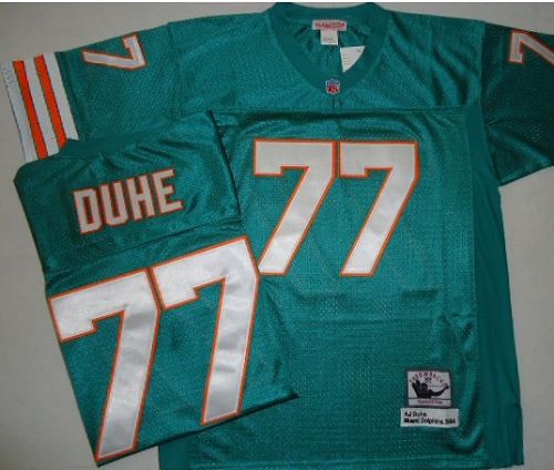 Mitchell And Ness Dolphins #77 AJ Duhe Green Stitched Jerseys