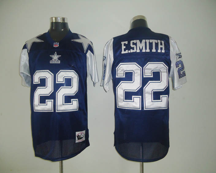 Mitchell Ness Cowboys #22 Emmitt Smith Blue White Stitched Throwback Jersey