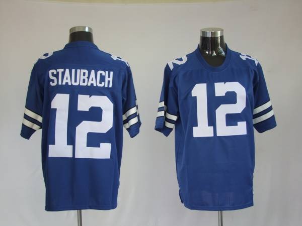 Mitchell Ness Cowboys #12 Roger Staubach Blue Stitched Throwback Jersey
