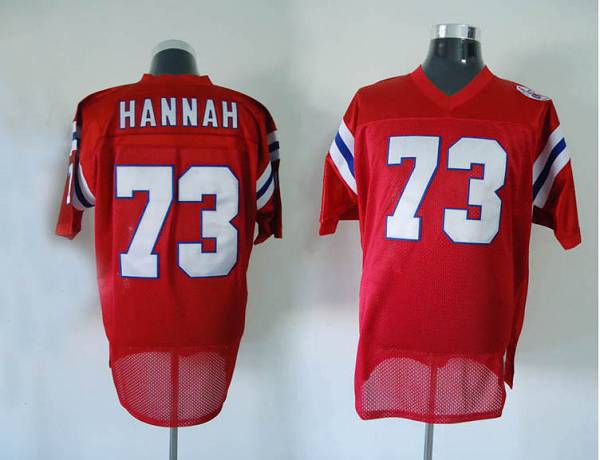 Mitchell And Ness Patriots #73 John Hannah Red Stitched Throwback Jersey