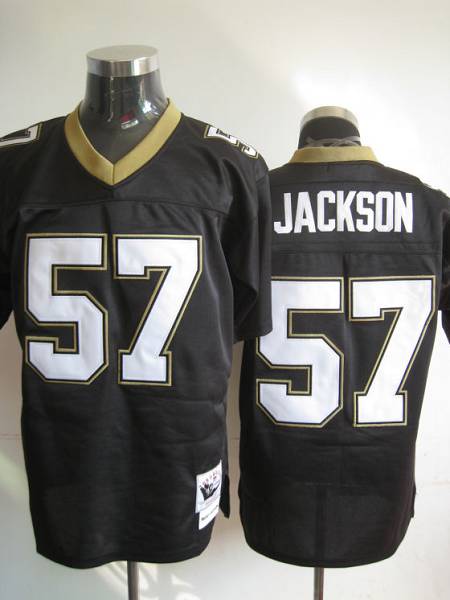 Mitchell And Ness Saints #57 Rickey Jackson Black Stitched Throwback Jersey