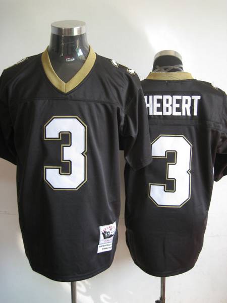 Mitchell And Ness Saints #3 Bobby Hebert Black Stitched Throwback Jersey