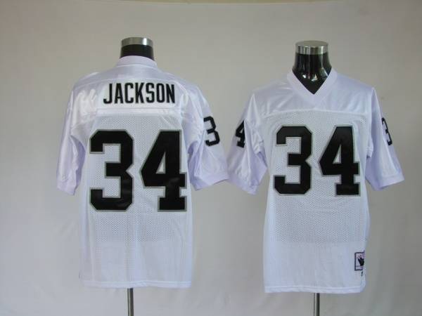 Mitchell And Ness Raiders Bo Jackson #34 Stitched White Jersey