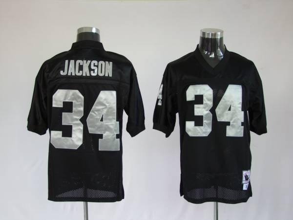 Mitchell And Ness Raiders Bo Jackson #34 Stitched Black Jersey