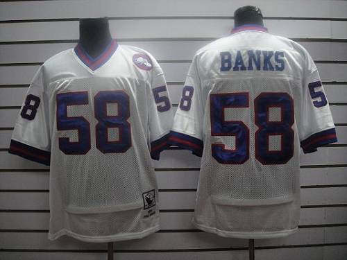 Mitchell And Ness Giants #58 Carl Banks White Stitched Jersey