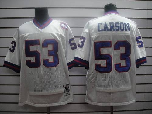 Mitchell And Ness Giants #53 Harry Carson White Stitched Jersey