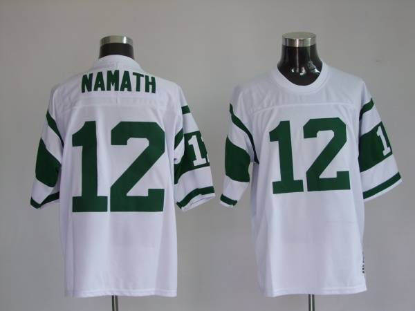Mitchell And Ness Jets Joe Namath #12 Stitched White Jersey