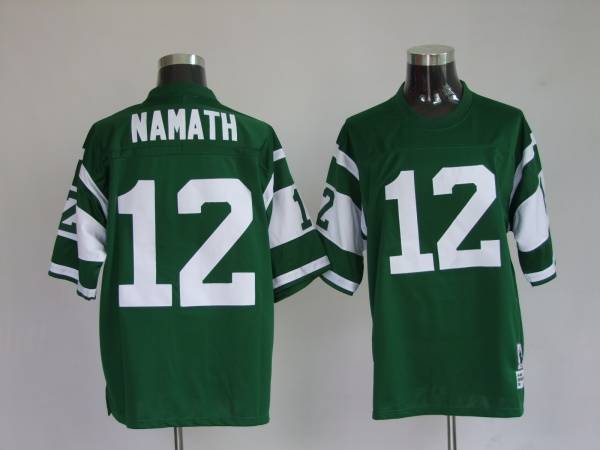 Mitchell And Ness Jets Joe Namath #12 Stitched Green Jersey