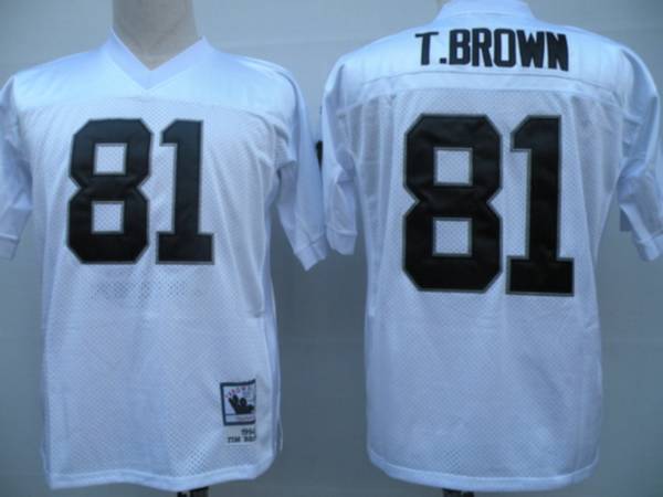 Mitchell And Ness Raiders #81 Tim Brown White Stitched Throwback Jersey