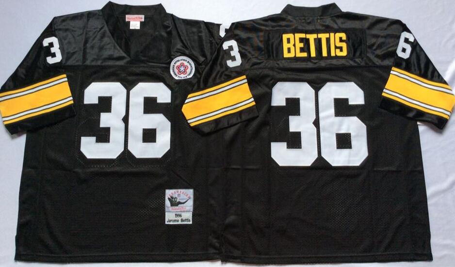 Mitchell Ness Steelers #36 Jerome Bettis Black Stitched Throwback Jersey