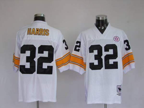 Mitchell Ness Steelers #32 Franco Harris White Stitched Throwback Jersey