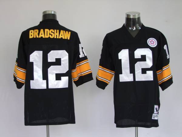 Mitchell Ness Steelers #12 Terry Bradshaw Black Stitched Throwback Jersey