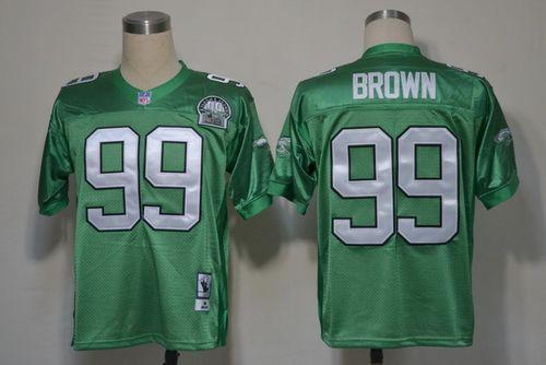 Mitchell And Ness Eagles #99 Jerome Brown Green Stitched Throwback Jersey
