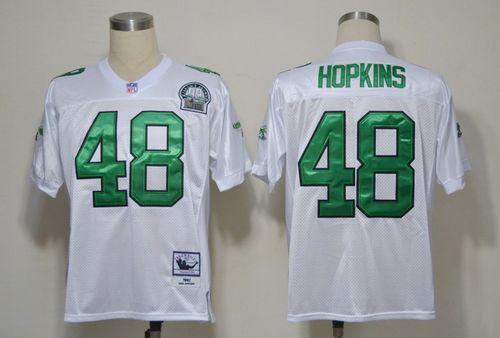 Mitchell And Ness Eagles #48 Wes Hopkins White Stitched Throwback Jersey