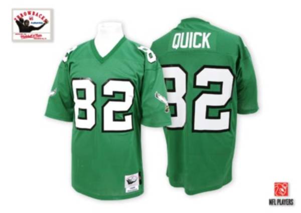 Mitchell And Ness Eagles #82 Mike Quick Green Stitched Throwback Jersey