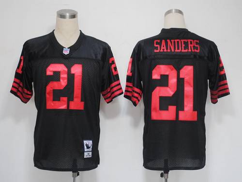 Mitchell And Ness 49ers #21 Deion Sanders Black Stitched Jersey