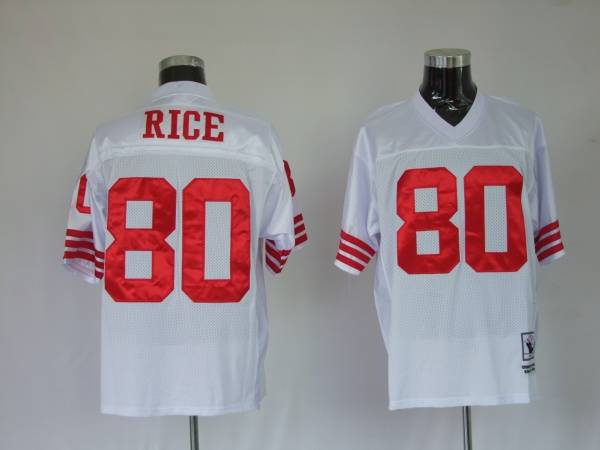 Mitchell And Ness 49ers Jerry Rice #80 Stitched White Jersey