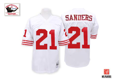 Mitchell And Ness 49ers #21 Deion Sanders Stitched White Jersey
