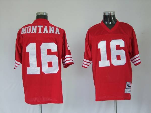 Mitchell And Ness 49ers Joe Montana #16 Stitched Red Jersey