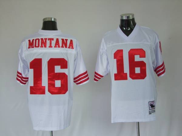 Mitchell And Ness 49ers Joe Montana #16 Stitched White Jersey