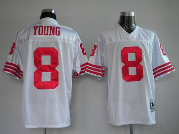 Mitchell And Ness 49ers #8 Steve Young Stitched White Jersey