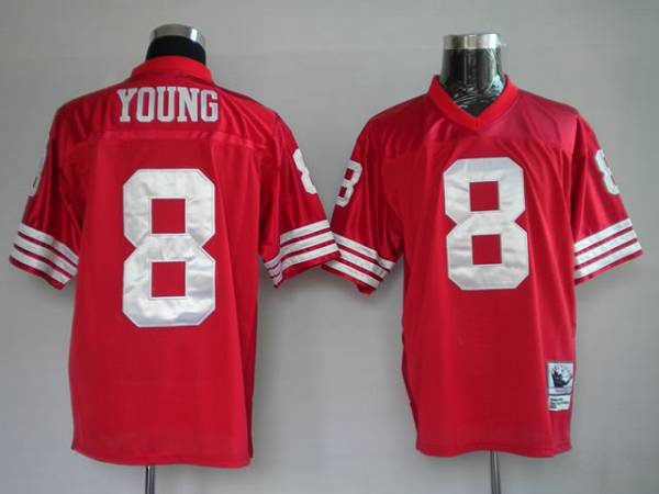 Mitchell And Ness 49ers #8 Steve Young Stitched Red Jersey