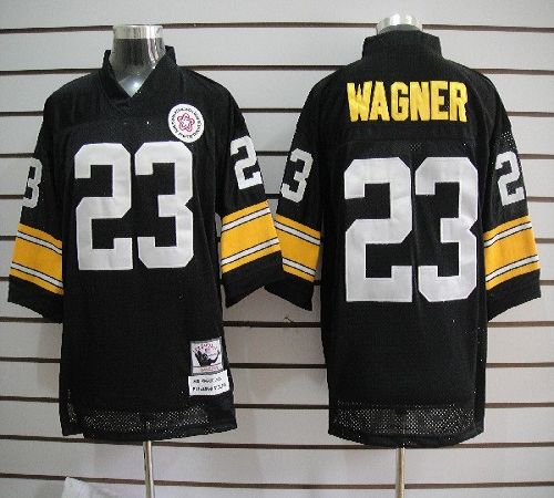 Mitchell And Ness Steelers #23 Mike Wagner Black Stitched Jersey