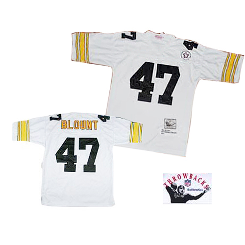 Mitchell And Ness Steelers #47 Mel Blount White Stitched Throwback Jersey