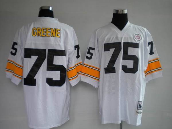 Mitchell Ness Steelers #75 Joe Greene White Stitched Throwback Jersey