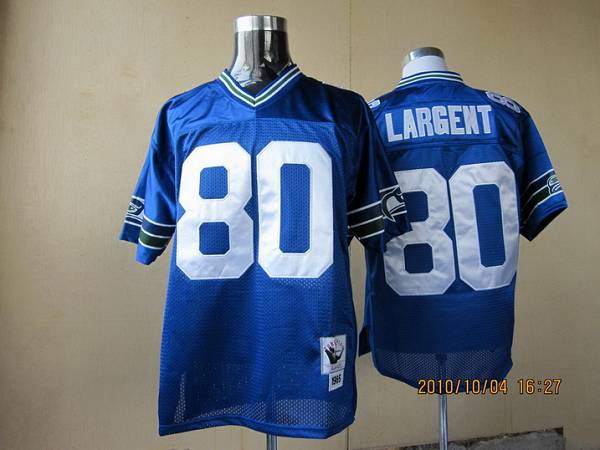 Mitchell Ness Seahawks #80 Steve Largent Blue Throwback Stitched Jersey