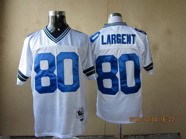 Mitchell Ness Seahawks #80 Steve Largent White Throwback Stitched Jersey