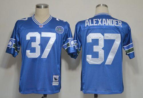 Mitchell And Ness Seahawks #37 Shaun Alexander Blue Stitched Throwback Jersey
