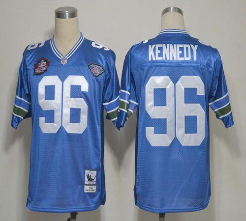 Mitchell And Ness Hall Of Fame 2012 Seahawks #96 Cortez Kennedy Blue Stitched Throwback Jersey